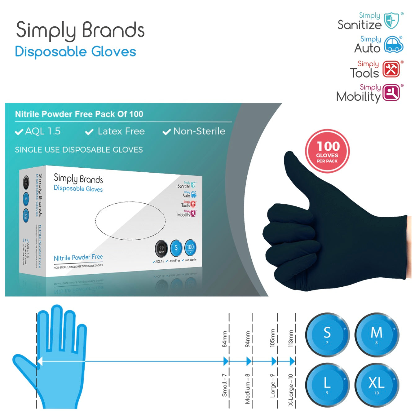 100PK STANDARD NITRILE GLOVES (BLACK)