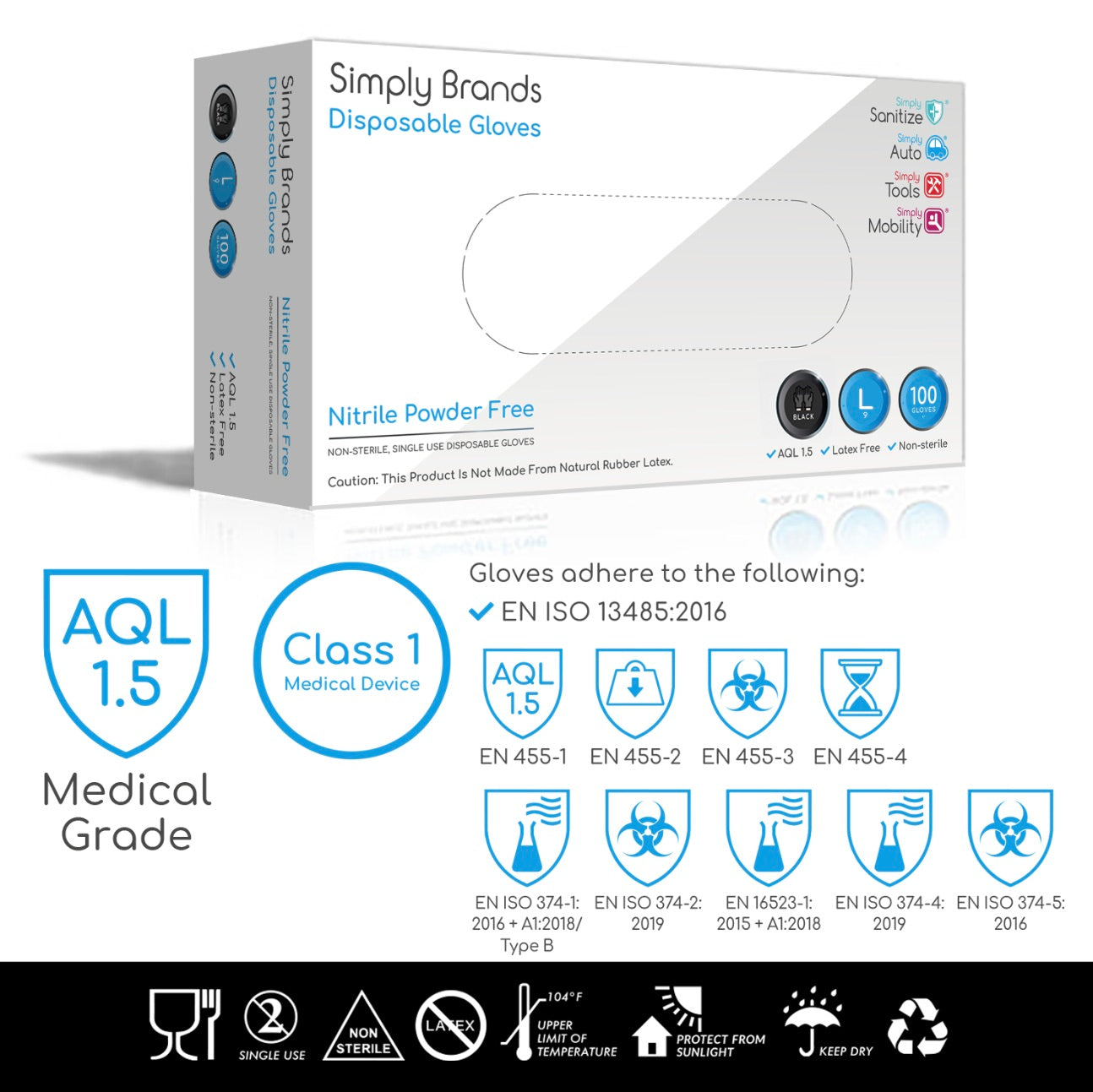 100PK STANDARD NITRILE GLOVES (BLUE)