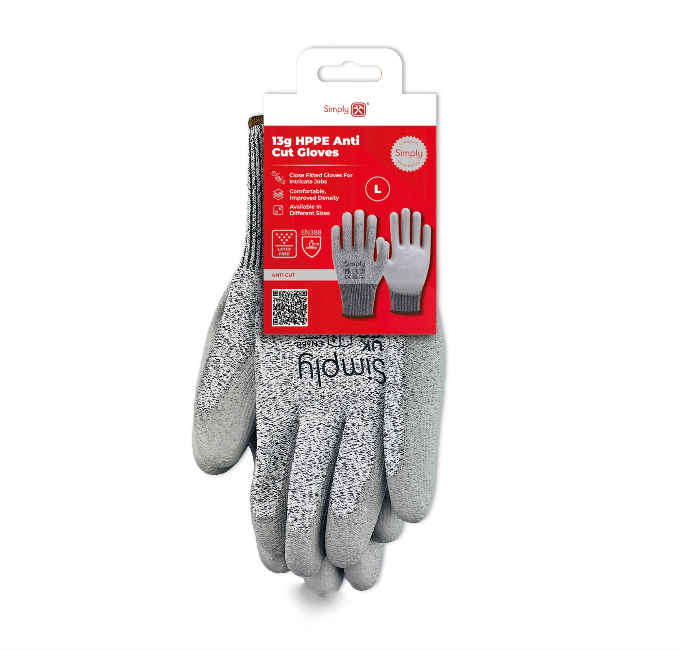 SIMPLY TOOLS 13G HPPE ANTI CUT GLOVES