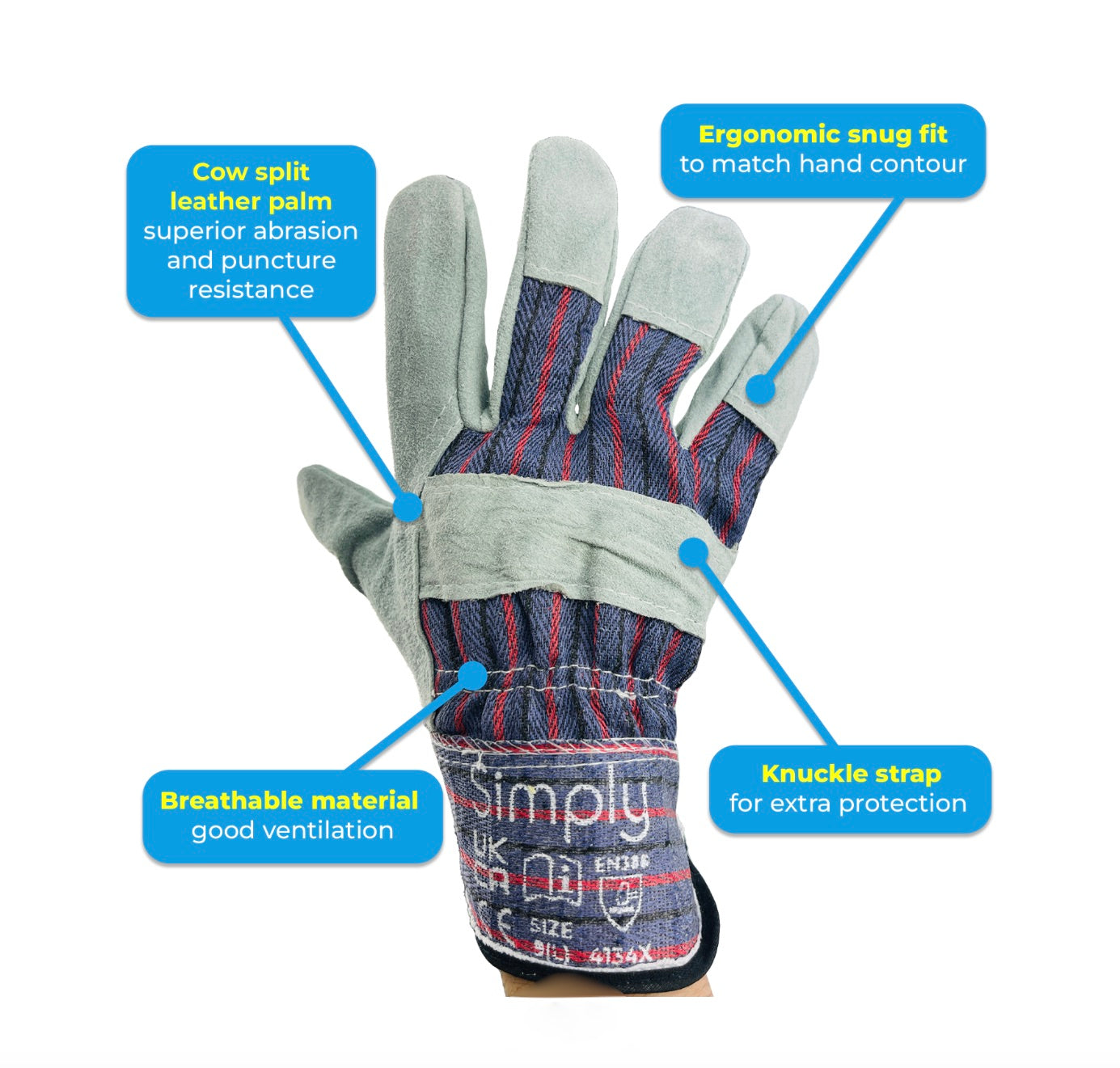 SIMPLY TOOLS COW SPLIT LEATHER GLOVES