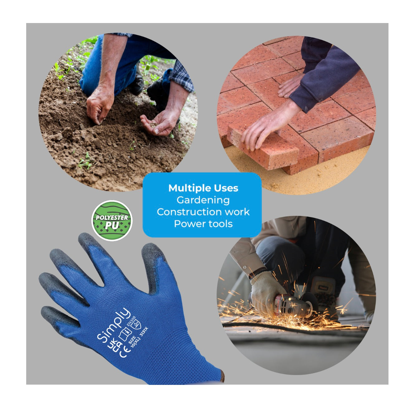 SIMPLY TOOLS 13G NITRILE COATED GLOVES (BLUE) 100 PACK