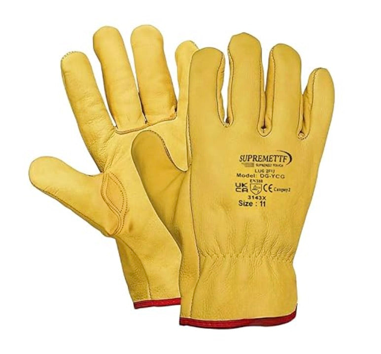 SupremeTTF Yellow Leather Gloves Fleece Lined
