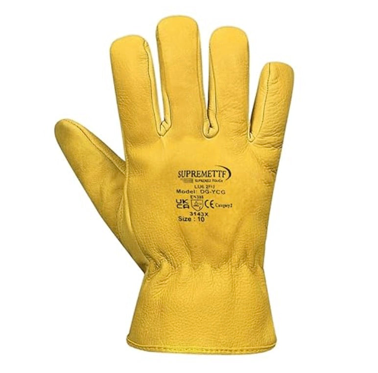 SupremeTTF Yellow Leather Gloves Fleece Lined