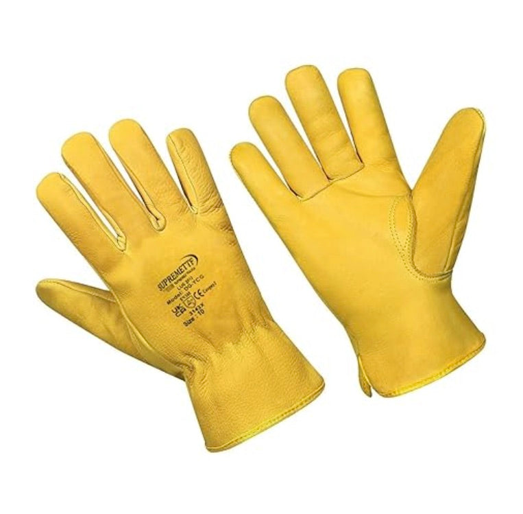 SupremeTTF Yellow Leather Gloves Fleece Lined