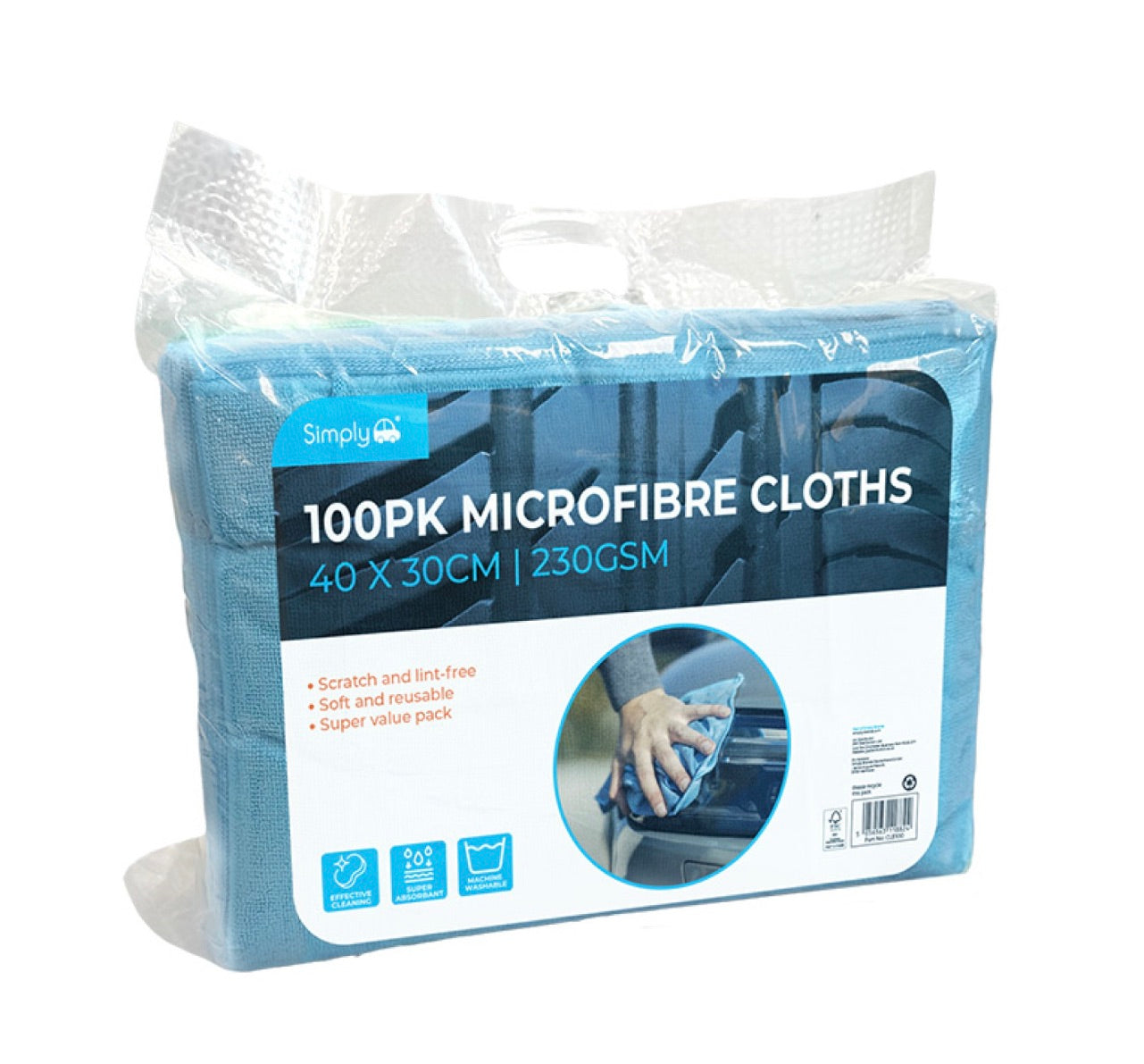 100PK MICROFIBRE CLOTHS 30X40CM 230GSM