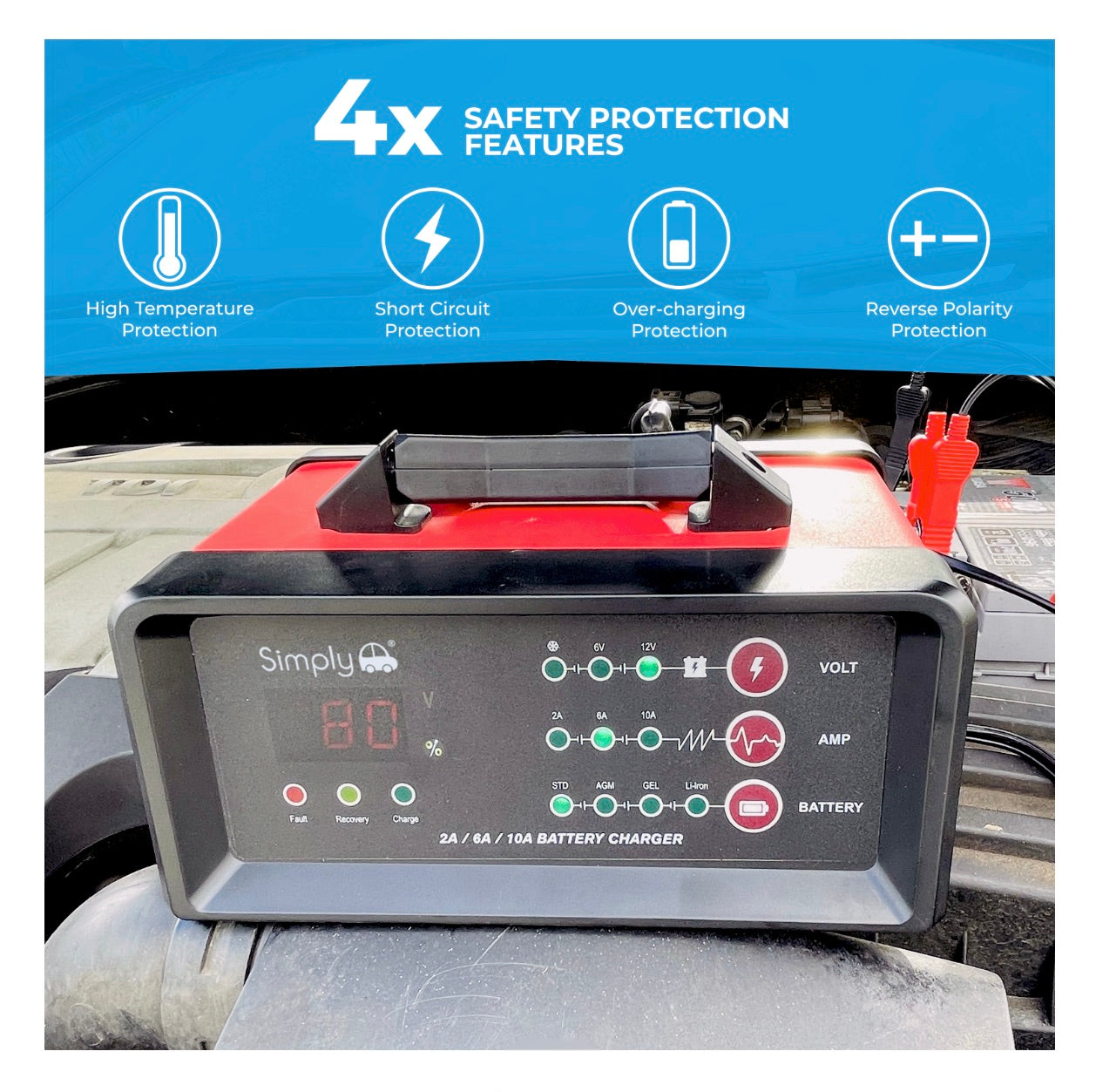 PREMIUM METAL CASED VEHICLE BATTERY CHARGER