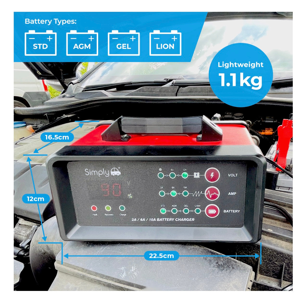 PREMIUM METAL CASED VEHICLE BATTERY CHARGER