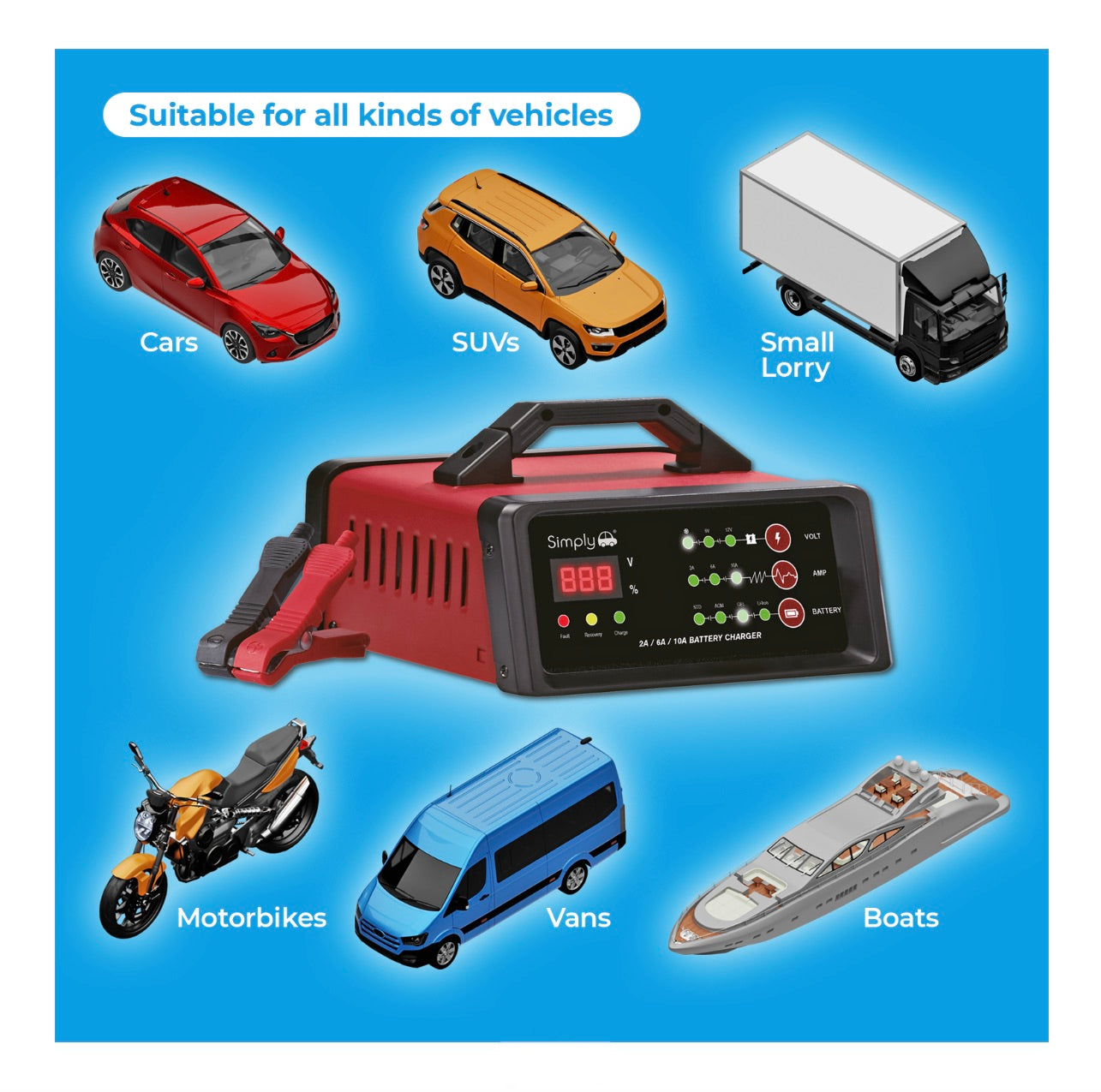 PREMIUM METAL CASED VEHICLE BATTERY CHARGER