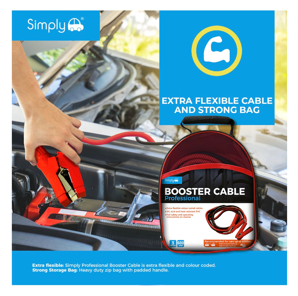 600AMP 3MTR PROFESSIONAL JUMP LEADS