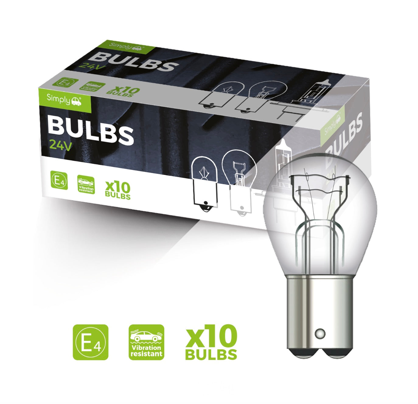 24V 24/6W BAY 15D (10 PACK)