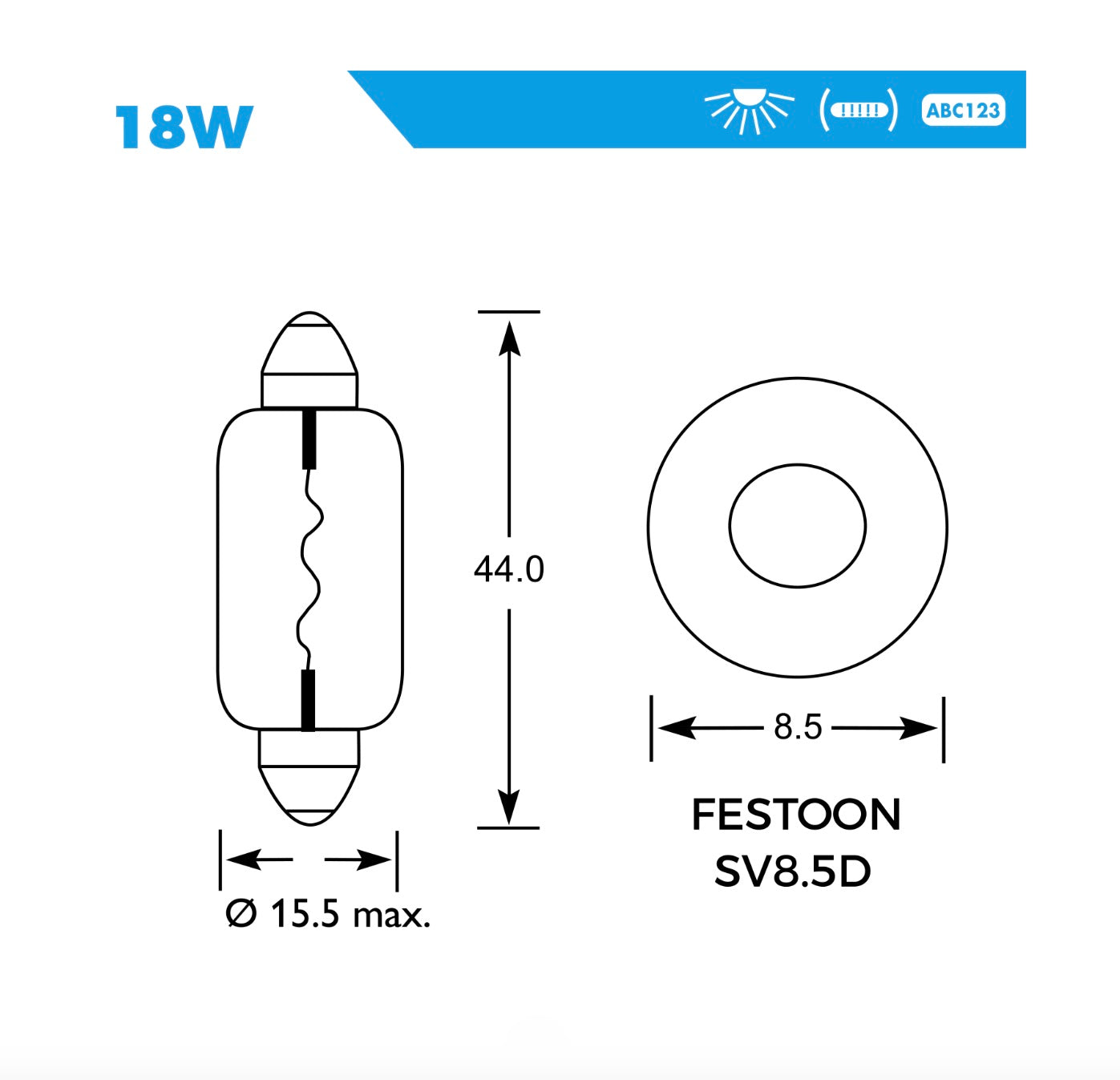 12V 18W FESTOON (10 PACK)