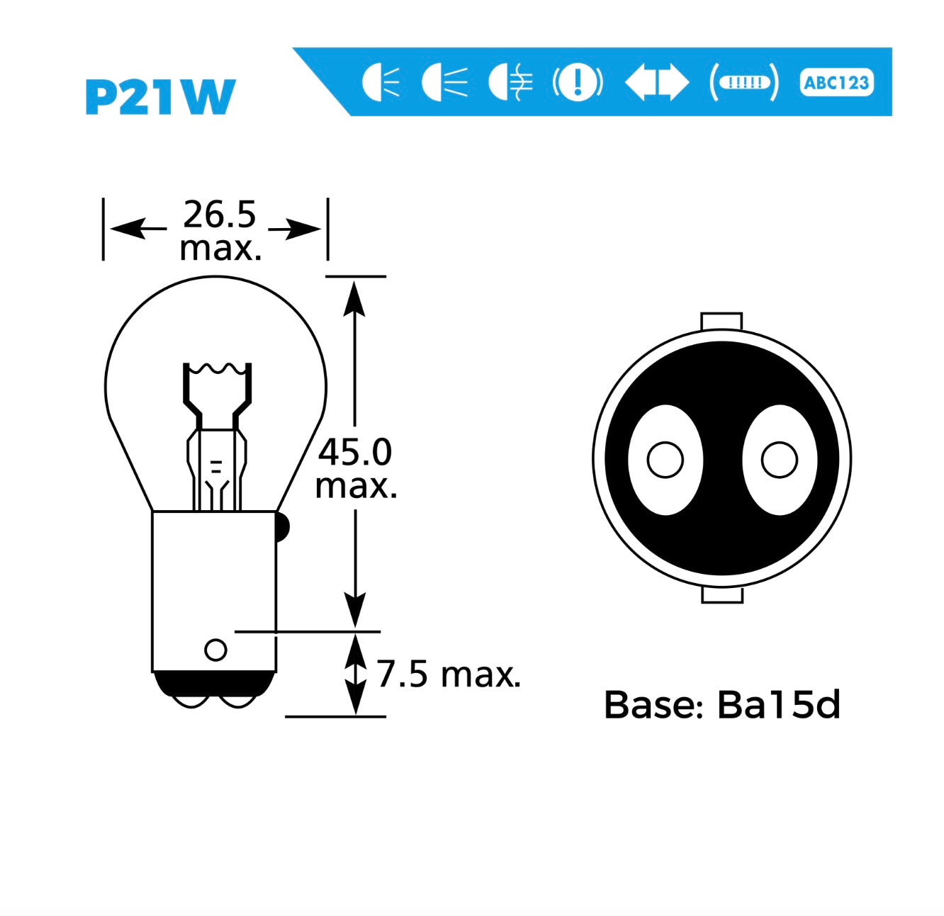 12V 21W P21W (10 PACK)