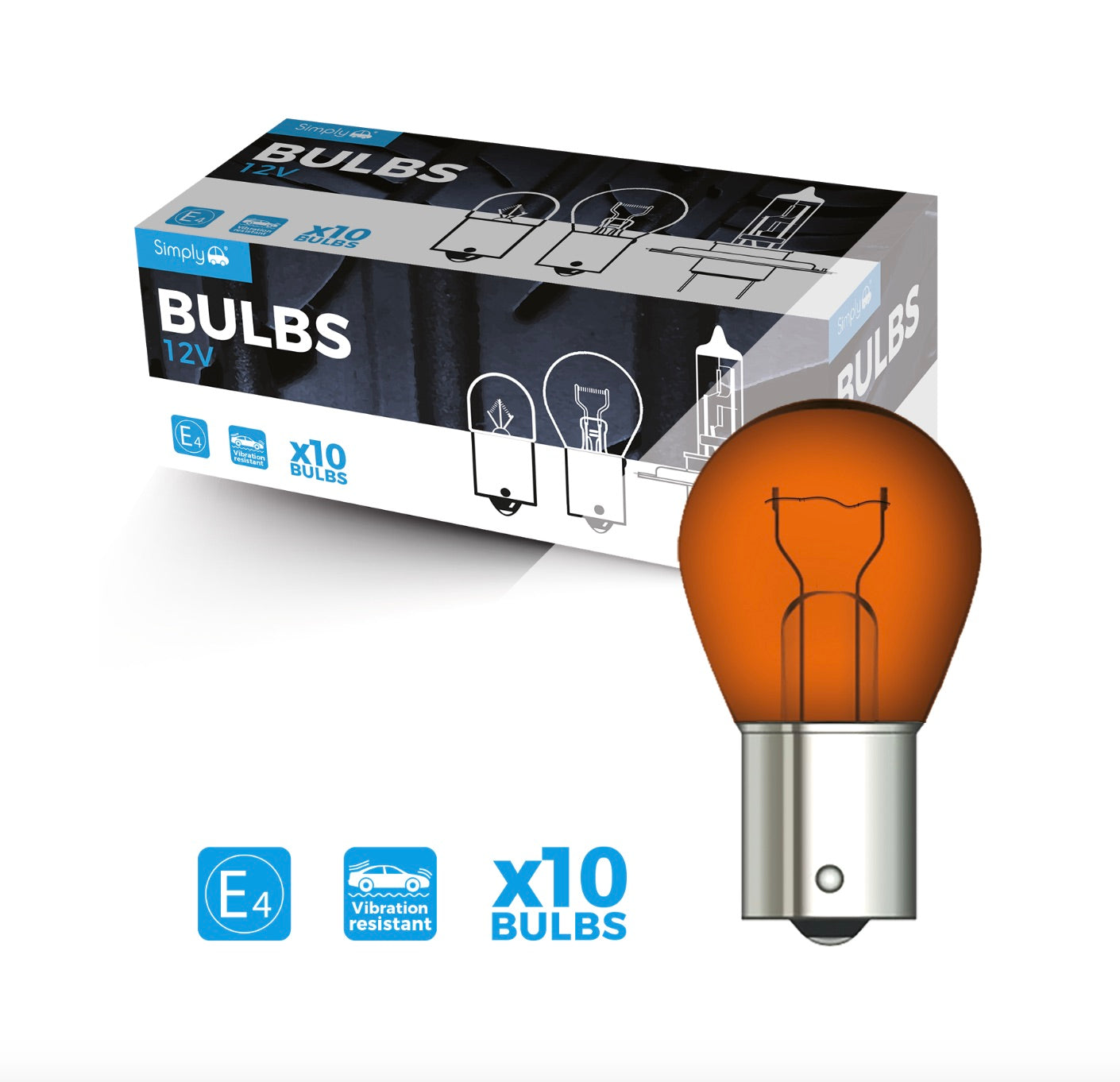 12V 21W P21W (10 PACK) AMBER