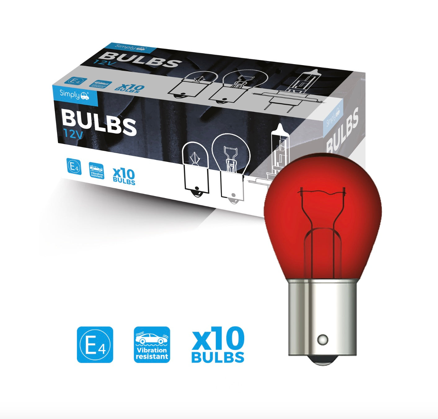 12V 21W PR21W (10 PACK) RED