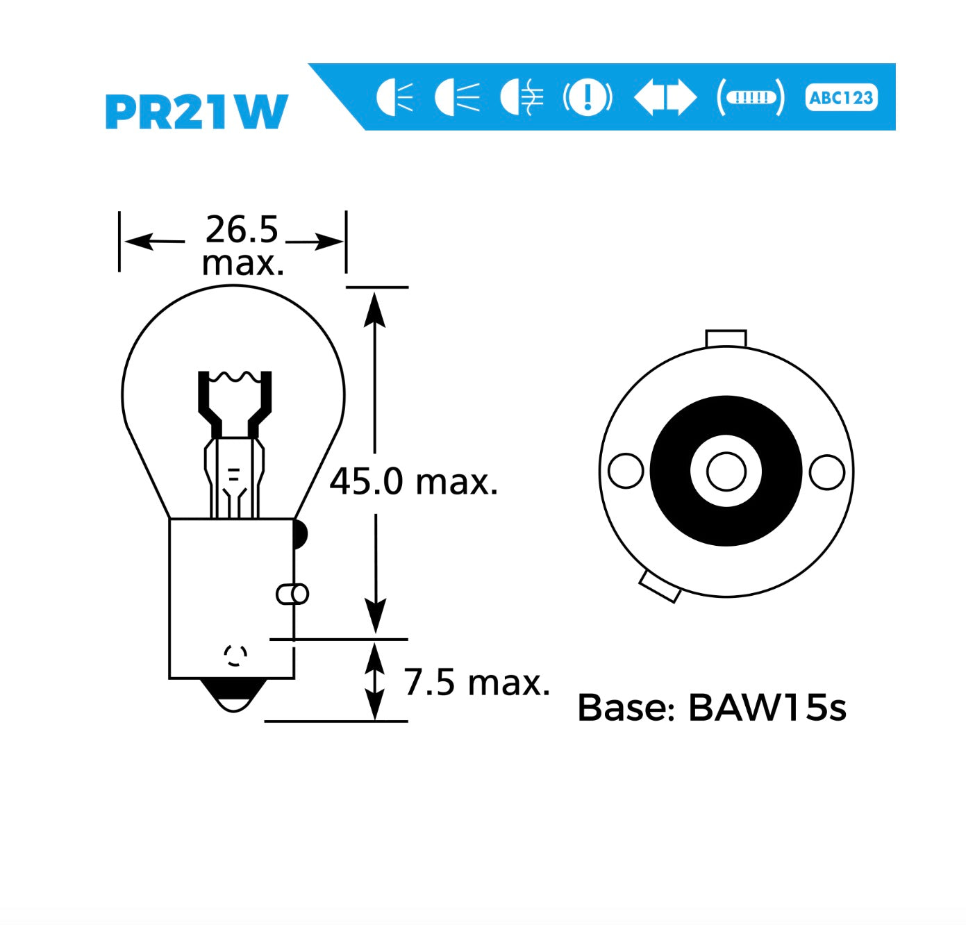 12V 21W PR21W (10 PACK) RED