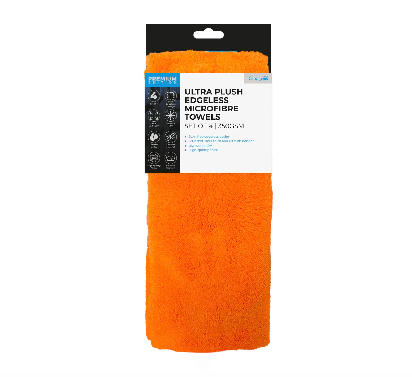 4PK PREMIUM ULTRA PLUSH MICROFIBRE TOWELS